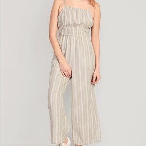 Old Navy Beige Striped Jumpsuit